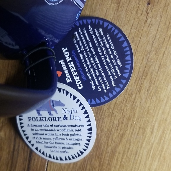 NWT Folklore Enamel Coffee Pot-Wild and Wolf Night and Day Enchanted Woodland - Picture 3 of 14